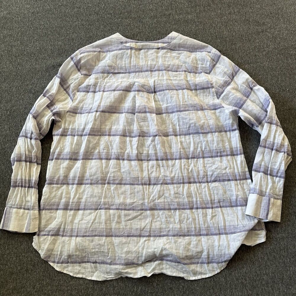 Lane Bryant linen blend long sleeve pin tuck tunic top 18/20 White Purple Stripe - Picture 3 of 6